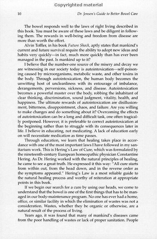 Click Here To See the NEXT image ( 5 ) (Dr.Jensens Guide To Better Bowel Care <br>Excerpt 9 pages - begining of the book - Copyright  Dr. Bernard Jensen) 