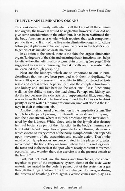 Click Here To See the NEXT image ( 9 ) (Dr.Jensens Guide To Better Bowel Care <br>Excerpt 9 pages - begining of the book - Copyright  Dr. Bernard Jensen) 