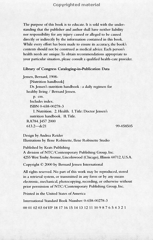 Click Here To See the NEXT image ( 4 ) (Dr.Jensens Nutrition Handbook <br>Excerpt 20 pages - begining of the book - Copyright  Dr. Bernard Jensen) 