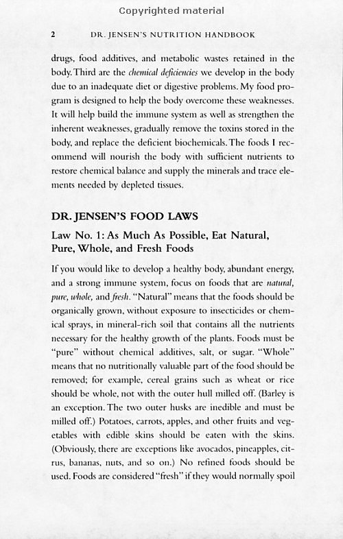 Click Here To See the NEXT image ( 8 ) (Dr.Jensens Nutrition Handbook <br>Excerpt 20 pages - begining of the book - Copyright  Dr. Bernard Jensen) 