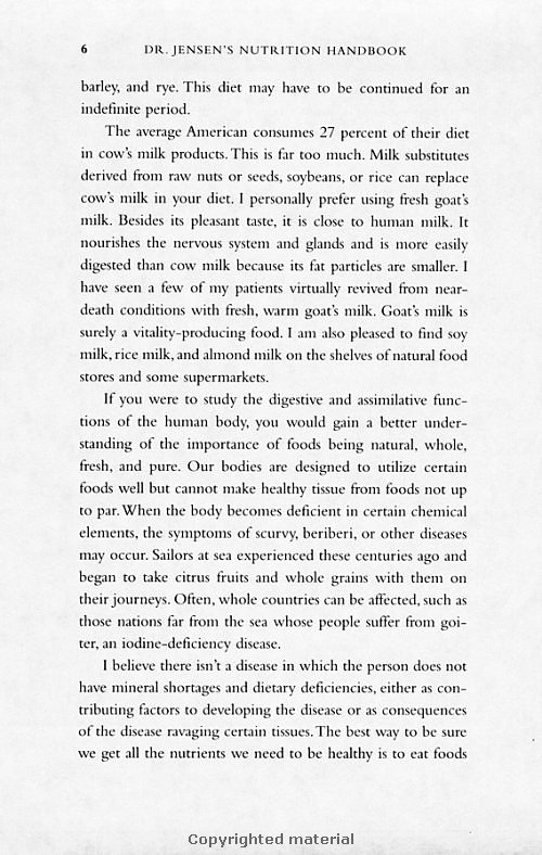 Click Here To See the NEXT image ( 12 ) (Dr.Jensens Nutrition Handbook <br>Excerpt 20 pages - begining of the book - Copyright  Dr. Bernard Jensen) 