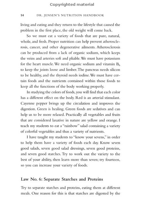 Click Here To See the NEXT image ( 20 ) (Dr.Jensens Nutrition Handbook <br>Excerpt 20 pages - begining of the book - Copyright  Dr. Bernard Jensen) 