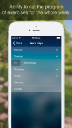 Ability to set the program of exercises for the whole week