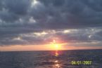 Sun Rise At sea w Gray Whale in foreground