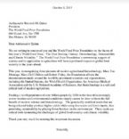 Letter in Favor of Food Prize Recepients ... (Click to enlarge)