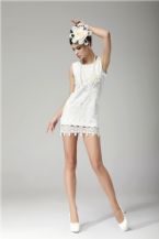 KB6Nwhite mini dress lace wedding dresses summer beading on