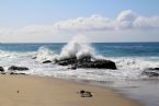 waves crashing on rocks