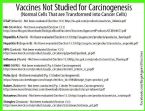 Vaccines not studied for Carcinogenesis