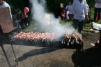 Grilling delicious shish-kebab, Petropavovsk-Kamchatski, Kamchatka, Russia, 2005