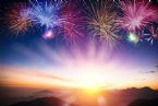 mountain sunrise fireworks background 106022839