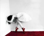 red shoes bending beauty