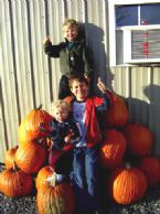 3 sons in pumpkin pile