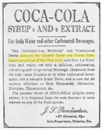 Coca Cola Syrup and Extract A valuable brain tonic a curet