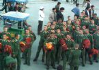 Chinese soldiers posing riot monks 1