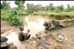 Guinea  worm, People infected with parasite ... (Click to enlarge)